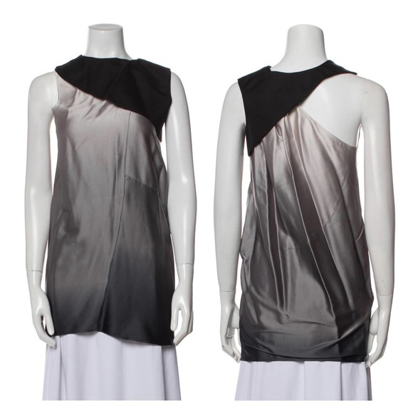 Narciso Rodriguez Tops - NARCISO RODRIGUEZ Tunic Dress Womens XS Gray Black Ombre Silk Asymmetrical Mini